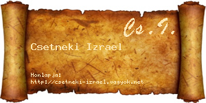 Csetneki Izrael névjegykártya